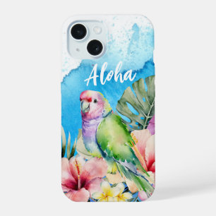 Coque iPhone 15 Perroquet Magnifique Floral Tropical Aquarelle Alo