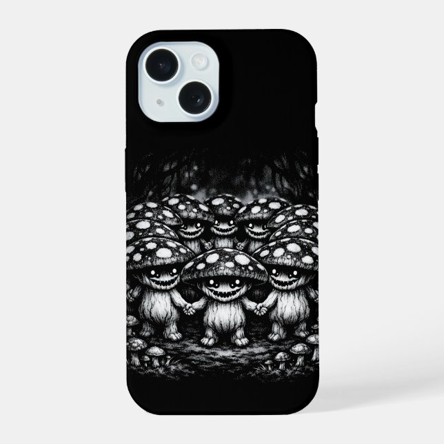 Coque iPhone 15 Peuple Champignon •  Créatures de la Forêt par Bur (Verso)