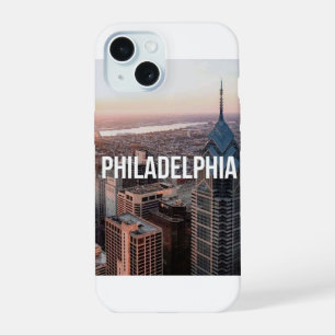 Coque iPhone 15 Philadelphie Skyline Vue aérienne Typographie Urba