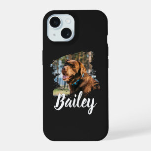 Coque iPhone 15 Photo de chien personnalisé avec nom