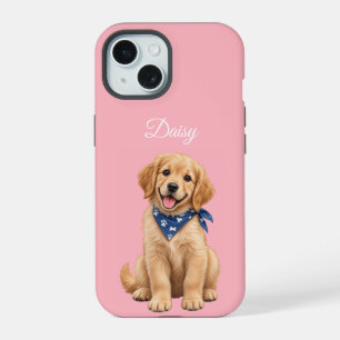 Coque iPhone 15 Photo de compagnie personnalisée avec nom Rose Fle