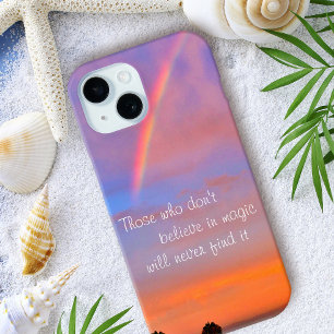 Coque iPhone 15 Photo de coucher de soleil arc-en-ciel Croire en l