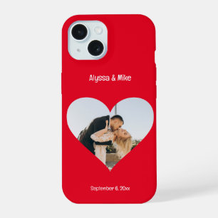 Coque iPhone 15 Photo de couple dans le coeur Personnalisé nouveau