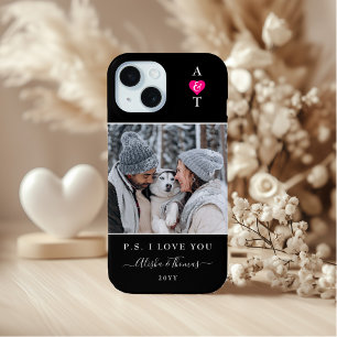 Coque iPhone 15 Photo personnalisé et monogramme mariage/fiançaill