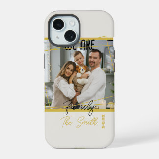 Coque iPhone 15 Photo personnalisé Or Chic Moderne Mémoire de fami