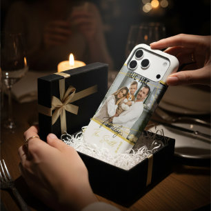 Coque iPhone 15 Photo personnalisé Or Chic Moderne Mémoire de fami