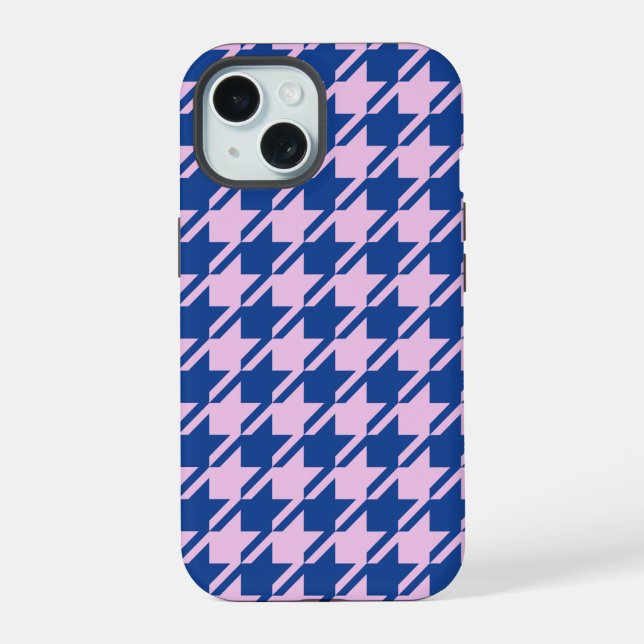 Coque iPhone 15 Pied de fond rose+Motif bleu (Verso)