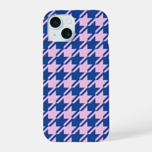 Coque iPhone 15 Pied de fond rose+Motif bleu