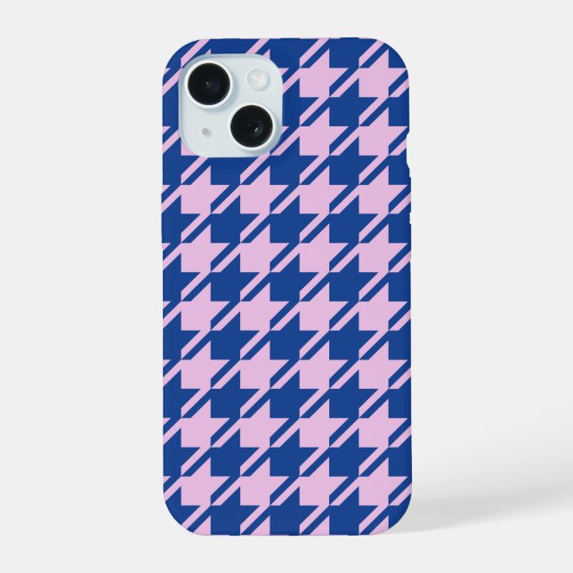Coque iPhone 15 Pied de fond rose+Motif bleu (Verso)