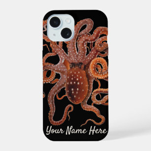 Coque iPhone 15 Pieuvre Macropus, Animaux Aquatiques Marins Vintag