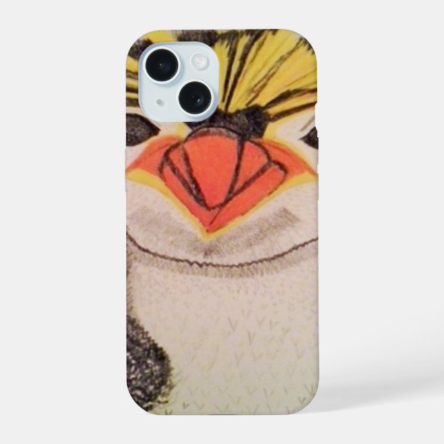 Coque iPhone 15 Pingouin à trémie rocheuse (Verso)