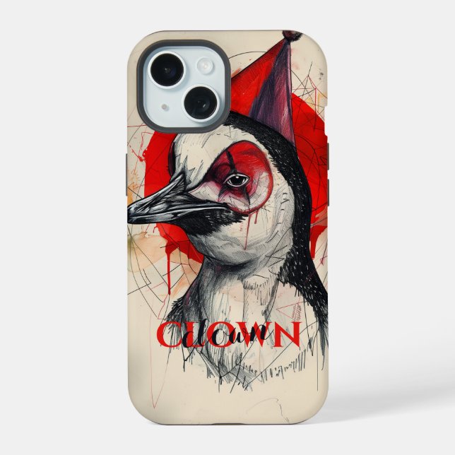Coque iPhone 15 Pingouin clown (Verso)