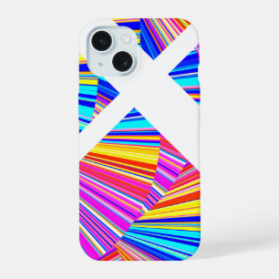 Coque iPhone 15 Pink violet jaune bleu tendance Motif Abstrait