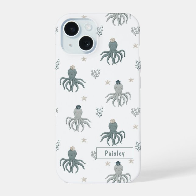 Coque iPhone 15 Pipe de natation avec nom (Verso)