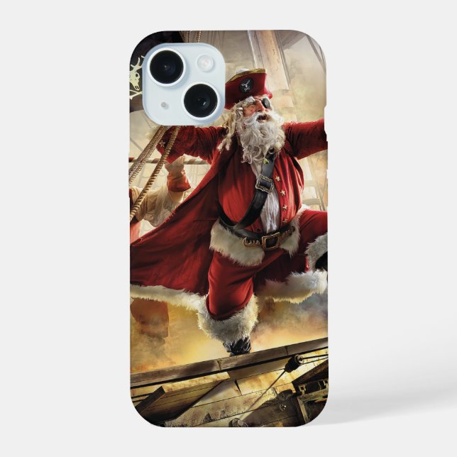 Coque iPhone 15 Pirate Père Noël (Verso)