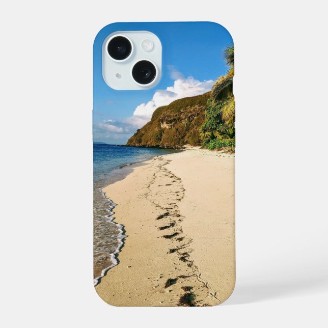 Coque iPhone 15 Plage d'une île aux Fidji (Verso)