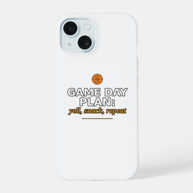 Coque iPhone 15 Plan de jour de match : Crier, Grignoter, Répéter  (Verso)