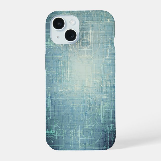 Coque iPhone 15 Plan directeur - Esthétique bleue (Verso)