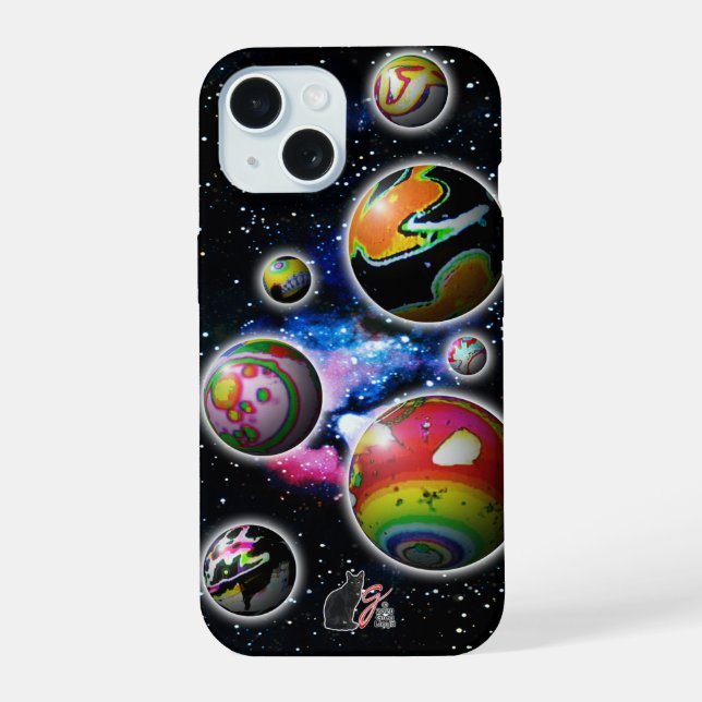 Coque iPhone 15 Planétoïdes (Verso)