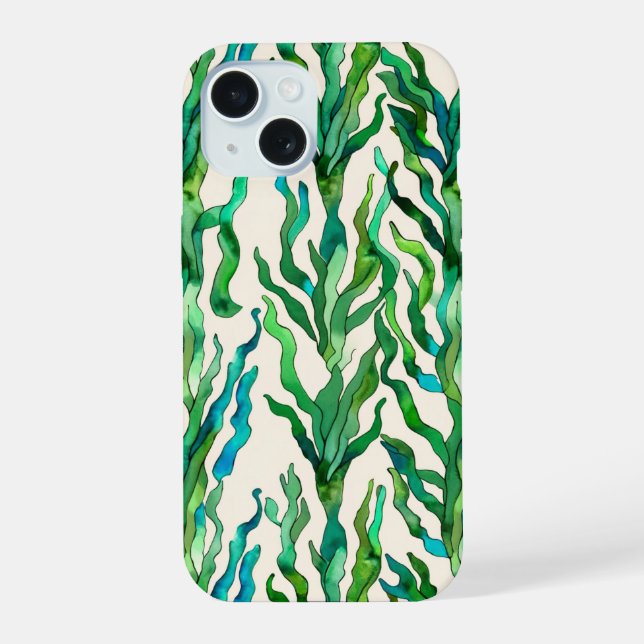 Coque iPhone 15 Plante vibrante d'algues marines  (Verso)