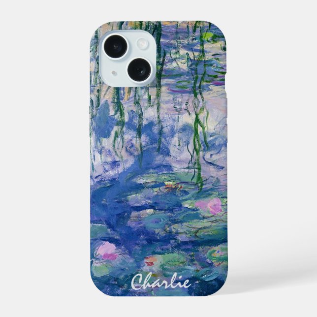Coque iPhone 15 Plongez dans les nymphes de Monet ! | Personnalisa (Verso)