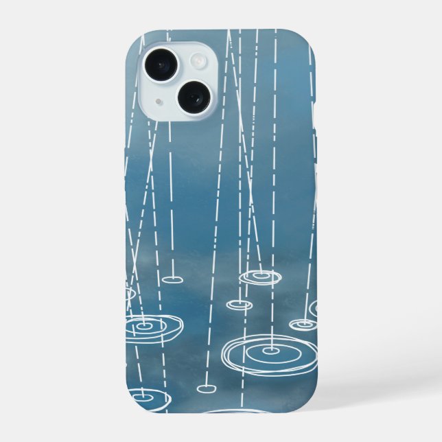 Coque iPhone 15 Pluie Bleu (Verso)
