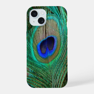 Coque iPhone 15 Plume de Paon Bleu Indien