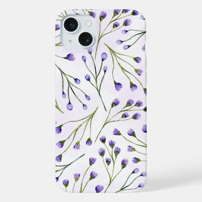 Coque iPhone 15 Plus Coque iphone floral lavande (Verso)