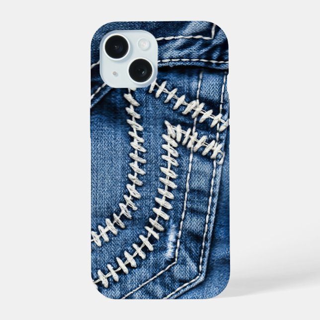 Coque iPhone 15 Poche de Jeans (Verso)