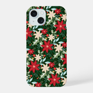 Coque iPhone 15 Poinsettia Fêtes de Noël