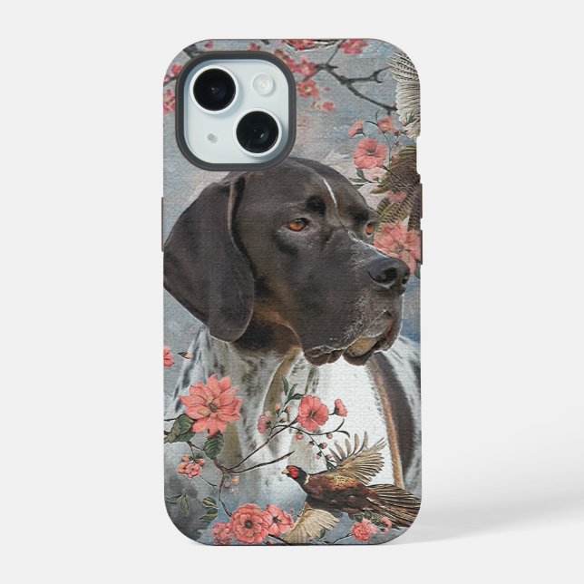 Coque iPhone 15 Pointer anglais, chasse aux oiseaux  (Verso)