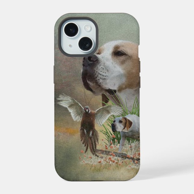 Coque iPhone 15 Pointeur anglais, chasse aux oiseaux (Verso)