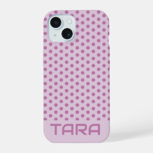 COQUE iPhone 15 POINTS DE LAVANDE STYLÉ SIMPLE NOM PERSONNALISÉ