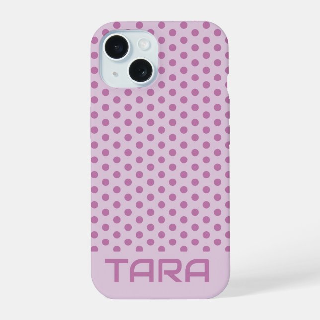 COQUE iPhone 15 POINTS DE LAVANDE STYLÉ SIMPLE NOM PERSONNALISÉ (Verso)