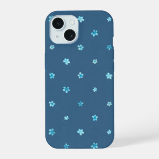 Coque iPhone 15 Points de polka Forget-Me-Nots sur fond bleu