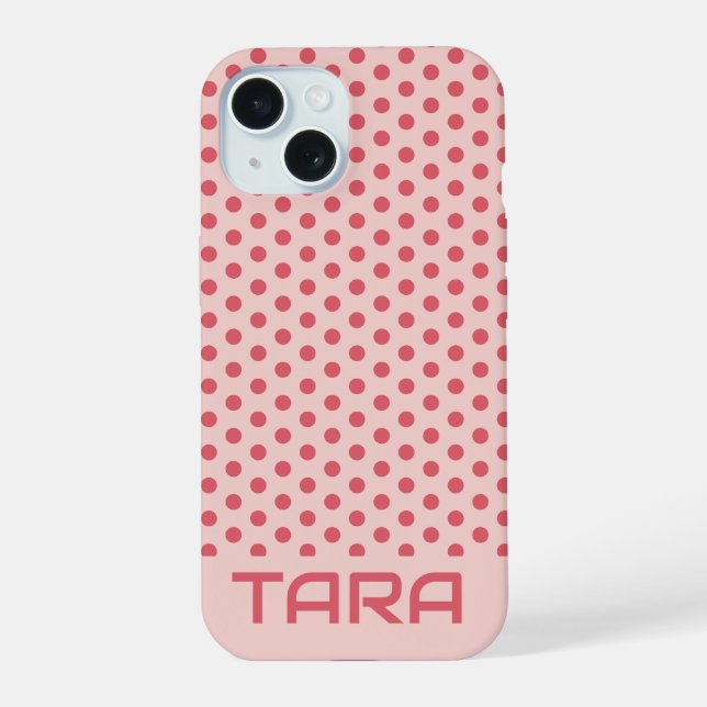 COQUE iPhone 15 POINTS ROSE PÂLE NOM PERSONNALISÉ SIMPLE ET ÉLÉGAN (Verso)