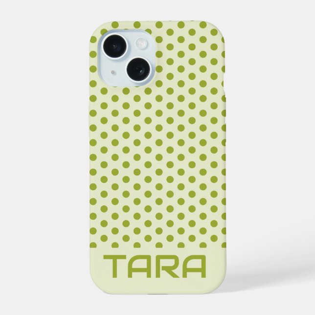 COQUE iPhone 15 POINTS VERT OLIVE STYLÉ SIMPLE NOM PERSONNALISÉ (Verso)