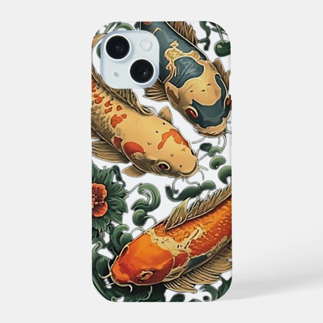 Coque iPhone 15 Poisson d'ornement (Verso)