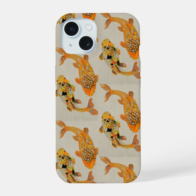 Coque iPhone 15 Pond de poisson d'or (Verso)