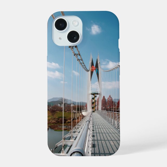 Coque iPhone 15 pont et nuages (Verso)
