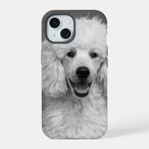 Coque iPhone 15 Poodle Chien photo Noir et Blanc Personnalisable