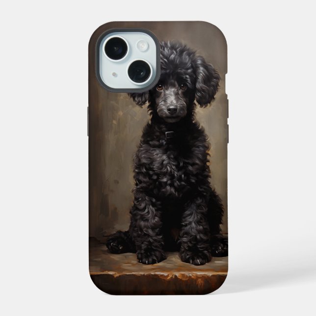 Coque iPhone 15 Poodle noir (Verso)
