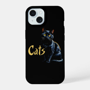 Coque iPhone 15 Portrait de chat noir