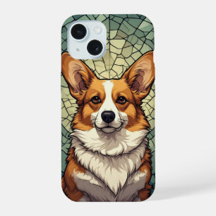 Coque iPhone 15 Portrait de chien Corgi amical