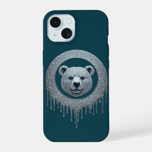 Coque iPhone 15 Portrait d'ours abstrait qui dégouline Bold Art fa