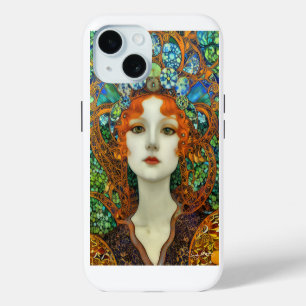 Coque iPhone 15 Portrait d'une belle femme en verre tendu
