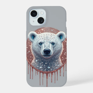 Coque iPhone 15 Portrait géométrique d'ours polaire avec détails e