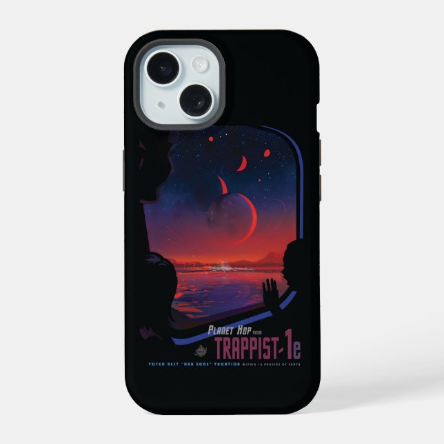 Coque iPhone 15 Poster de l'espace rétro - Les spectateurs observe (Verso)