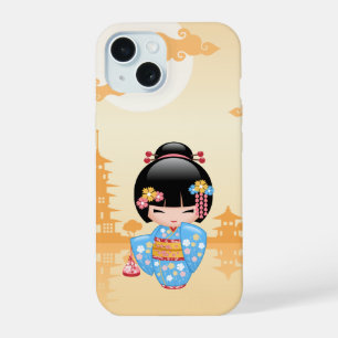 Coque iPhone 15 Poupée Maiko Kokeshi - Cute Japonaise Geisha Girl