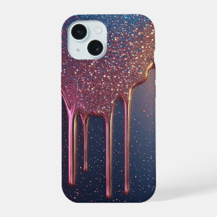 Coque iPhone 15 Poussière Rose Scintillante Goutte à Goutte ✨ Étoi